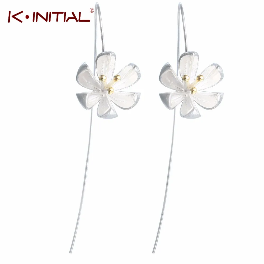 Kinitial золотые бутон цветок висячие длинные серьги для женщин ушные крючки Серьги