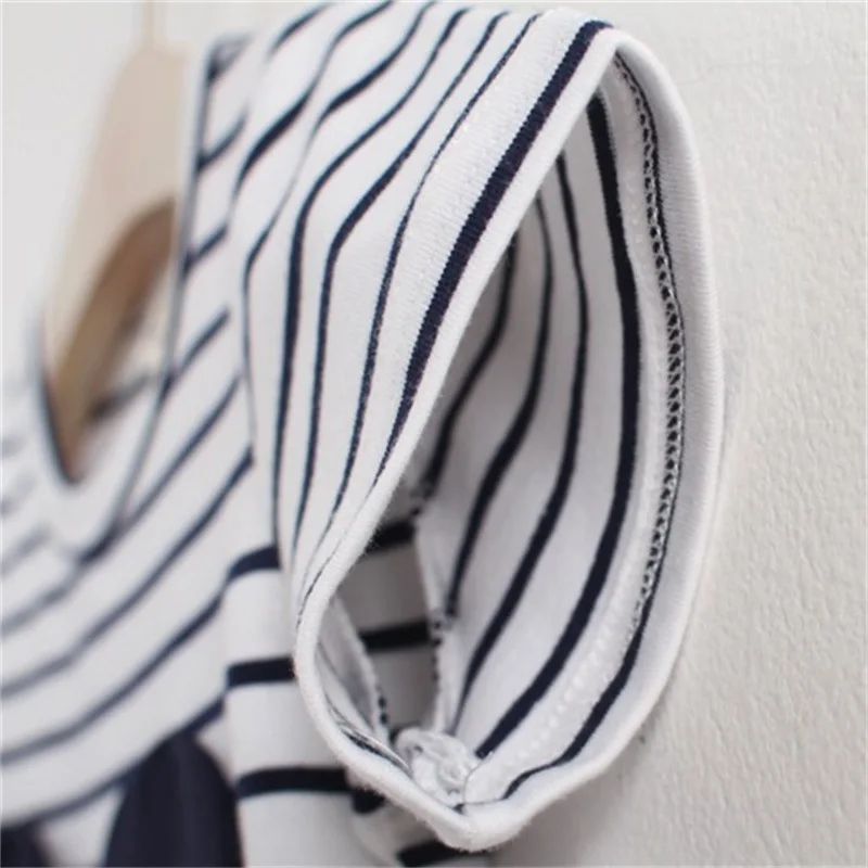 Платье для девочек в белую полоску с изображением мышки Милые детские джинсовые