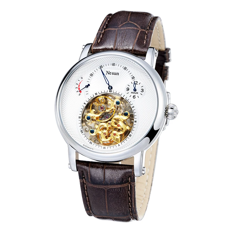 Швейцарские роскошные Брендовые Часы Nesun Hollow Tourbillon, Мужские автоматические механические часы, сапфировые водонепроницаемые часы N9081-4