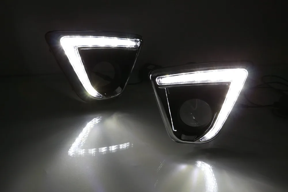 Автомобильная проблесковая отражатели 2 шт мощностью 12V светодиодные дневные ходовые огни с отверстием для противотуманной лампы для Mazda CX-5 cx5 cx 5 2012 2013