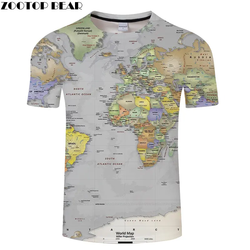 Мужская футболка с картой мира 2019 топ для отдыха 3D стиль брендовая короткая s