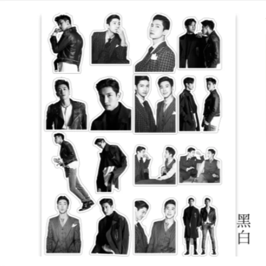 B Kpop TVXQ Cute Adhesive Photo Sticker for Luggage Laptop Shim Changmin Jung Yunho Notebook Mobile Phone Decorative Sticker - Color: B