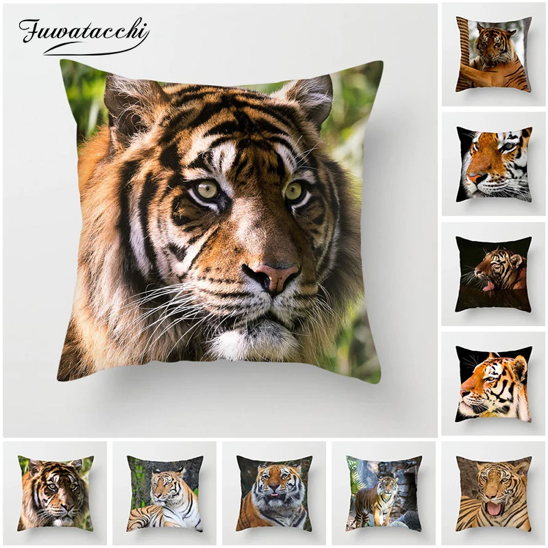 Fuwatacchi Fierce Подушка с изображением тигра Cover Wild Animal подушки принтом для дома дивана