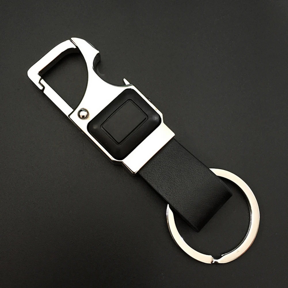 Car Keychain Multi-function Auto Key Ring with LED Lamp and Bottle Opener zinc alloy+ PU car key chain Automotive car-styling