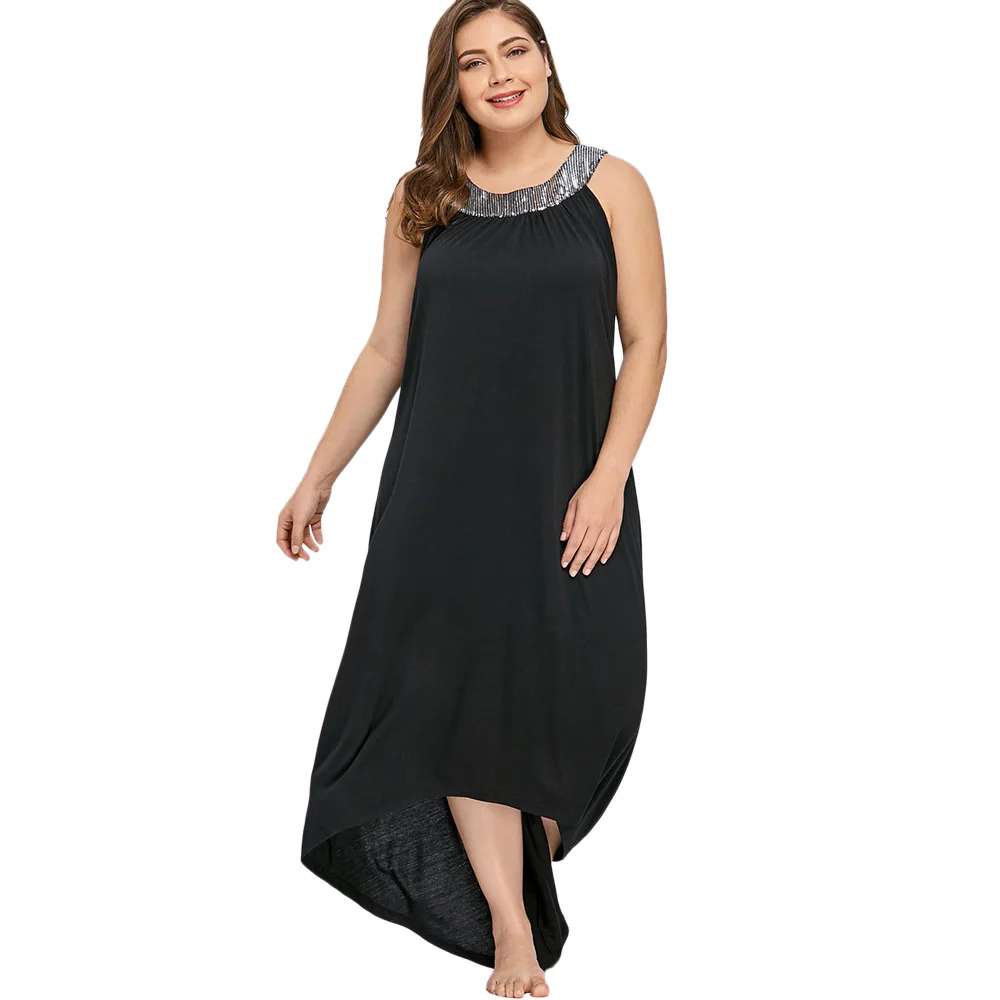 

4xl 5xl plus size beach dress sequins sexy A-Line long maxi dress big size women loose irregular summer dress large vestidos