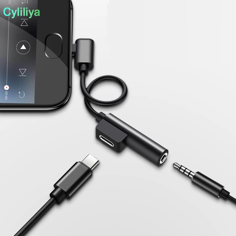 Кабель-адаптер для наушников Type C на 3 5 адаптер USB мм аудиоразъем 2 в 1 конвертер Type-C