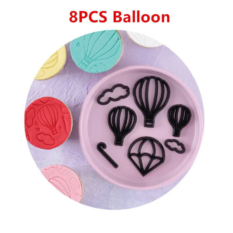 8pcs Balloon 22 дизайна пластиковые формы для печенья Форма для помады для бисквита ножи для тортов инструменты для украшения выпечки - Цвет: 8pcs Balloon
