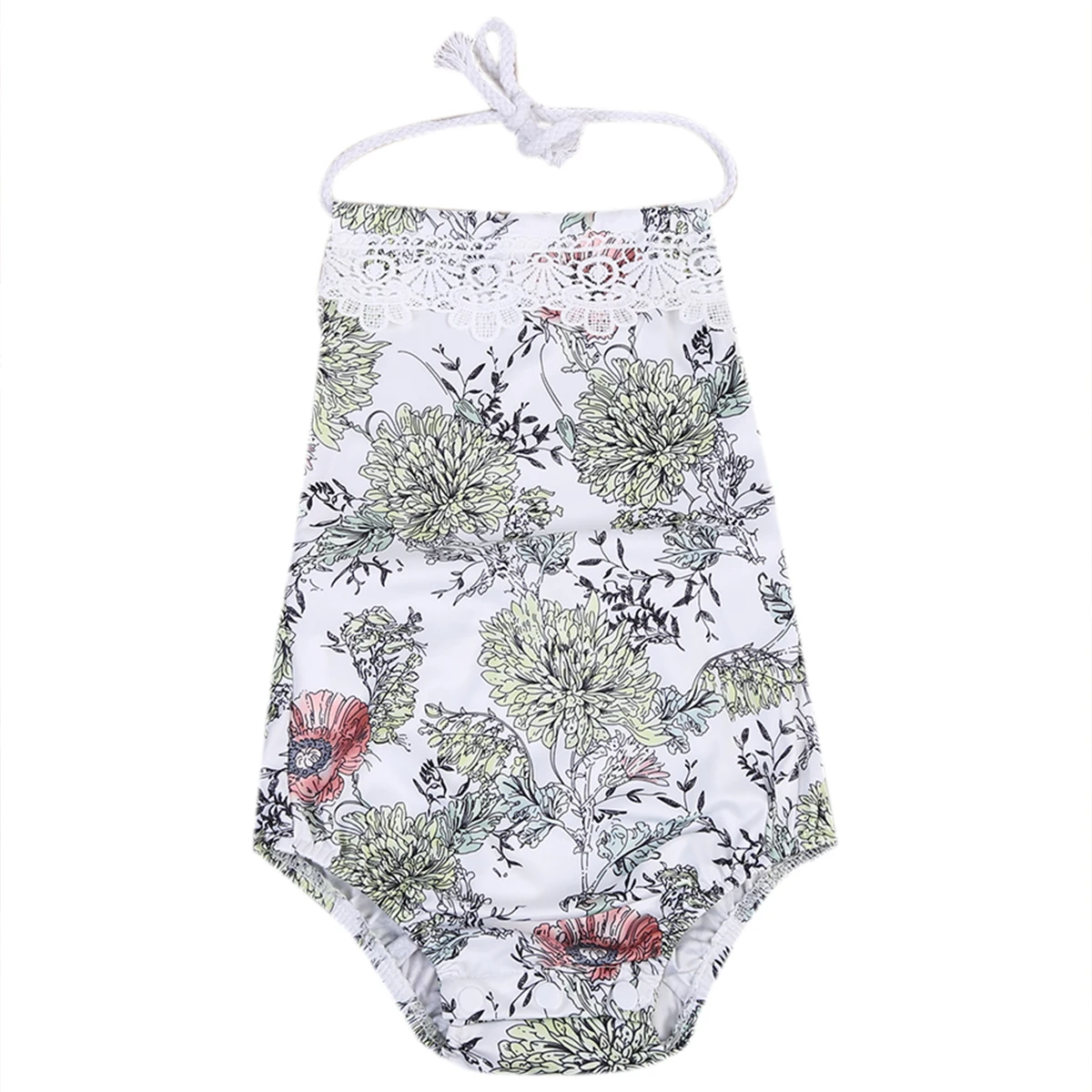 

0-36M Toddler Newborn Infant Baby Girls Floral Halter Bodysuit Babies Flower Backless Playsuit Outfit Sunsuit Clothing