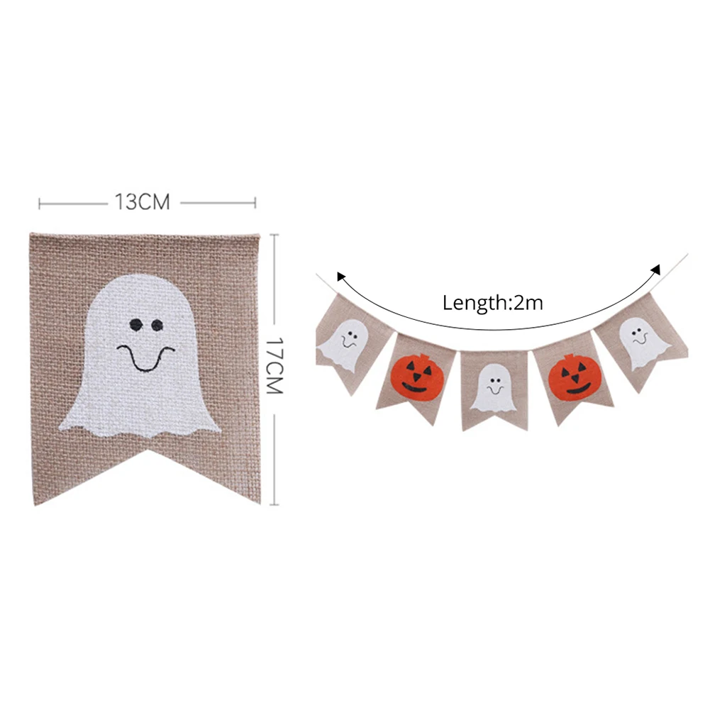 Autumm Fall Garlands with Maples Burlap Halloween Ghost Pumpkin Tails Pull Flag for Wedding Party Anniversary Decor | Дом и сад