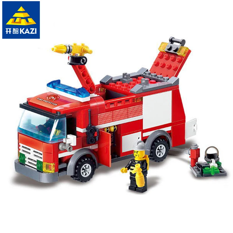 KAZI 8054 пожарный автомобиль 206 шт. здания Блоки Игрушки Кирпичи Город развивающие