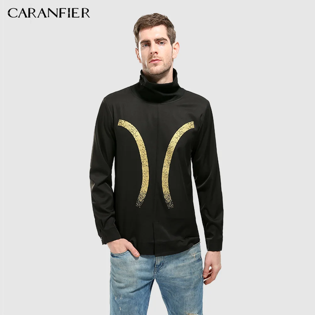 Модные повседневные мужские футболки CARANFIER с длинным рукавом двухслойный