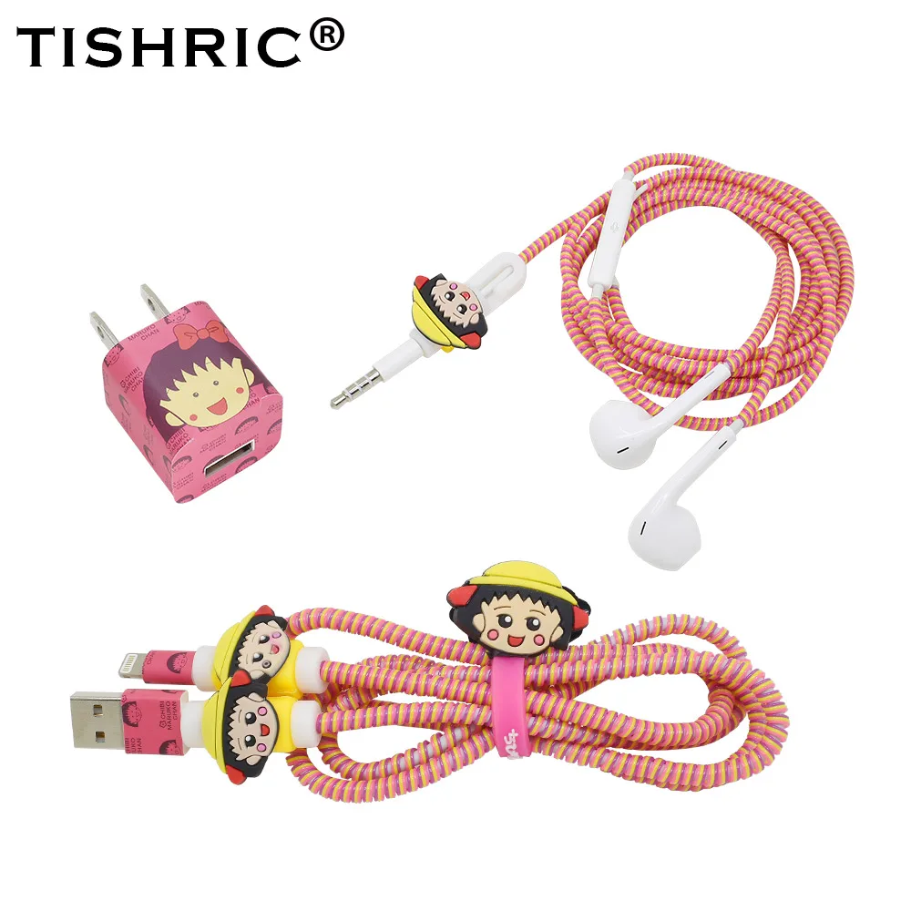 Small-balls Для iphone 5/6/6S/iphone 7 Plus/8 мультфильм животных наушники чехол USB кабель для наушников с кабельным Стикеры для намотки органайзер, скрепленный спиралью - Цвет: Small-balls
