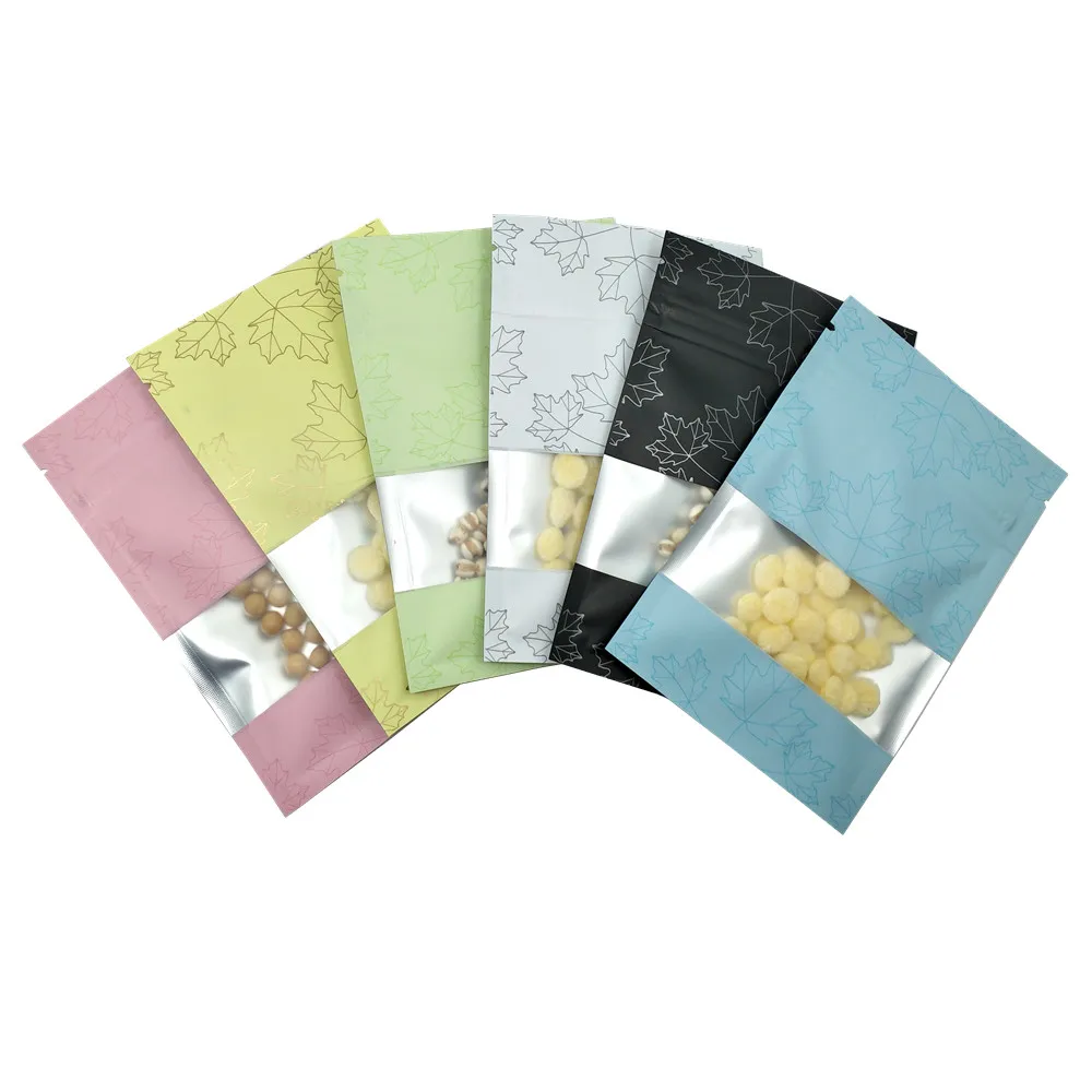 

100PCS 8x12cm Flat Reclosable Zip Lock Bags Colorful Aluminum Foil Package Bag Snack Food Storage Mylar Pack Pouch Clear Window