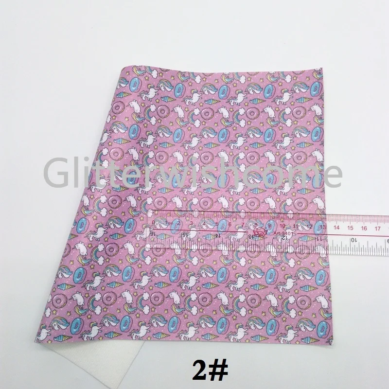 Ткань Glitterwishcome 21x29 см Размер A4 винил для бантов кожа с принтом русалка Единорог