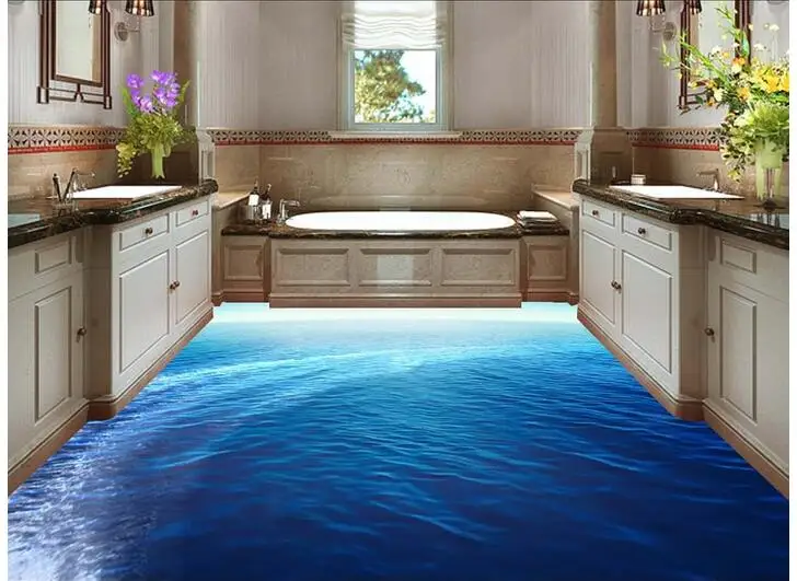 

3 d pvc flooring custom photo Self-adhesive material wall sticker 3 d Great style sea painting room wallpaper for walls 3d