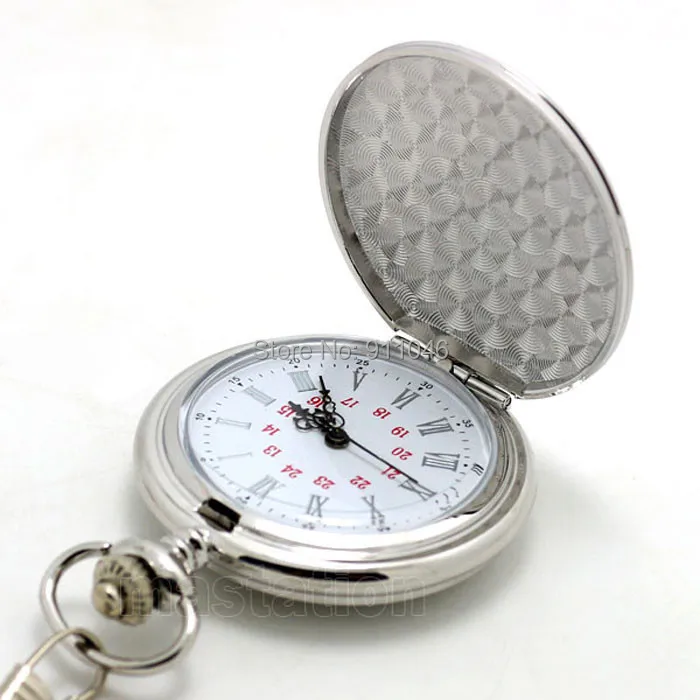 Лидер продаж Модные Винтажные Серебристые полированные карманные часы с римским