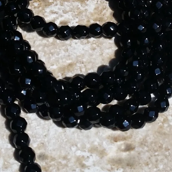 

Fashion diy 4mm Round faceted Black Onyx stone Beads Approx 100Pcs