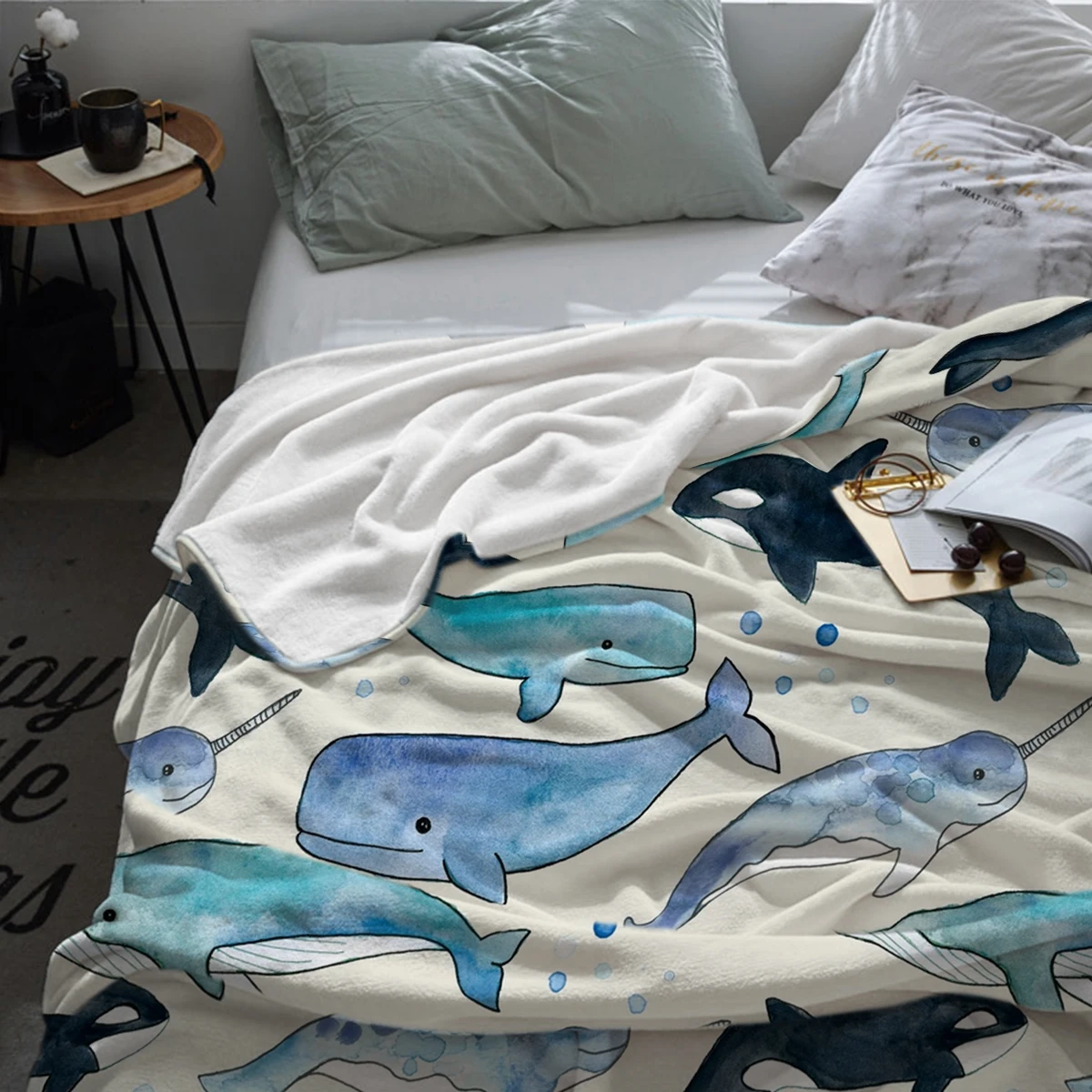 Китов Orcas& Narwhals плед теплое одеяло из микрофибры фланелевое одеяло