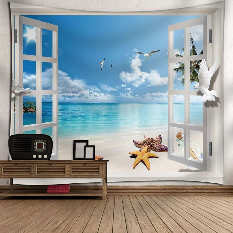 Tapestry 3D принт лес и горы гобелен с пейзажем настенные подвесные гобелены для домашнего декора Туманный лес настенное покрытие гобелен - Цвет: Tapestry