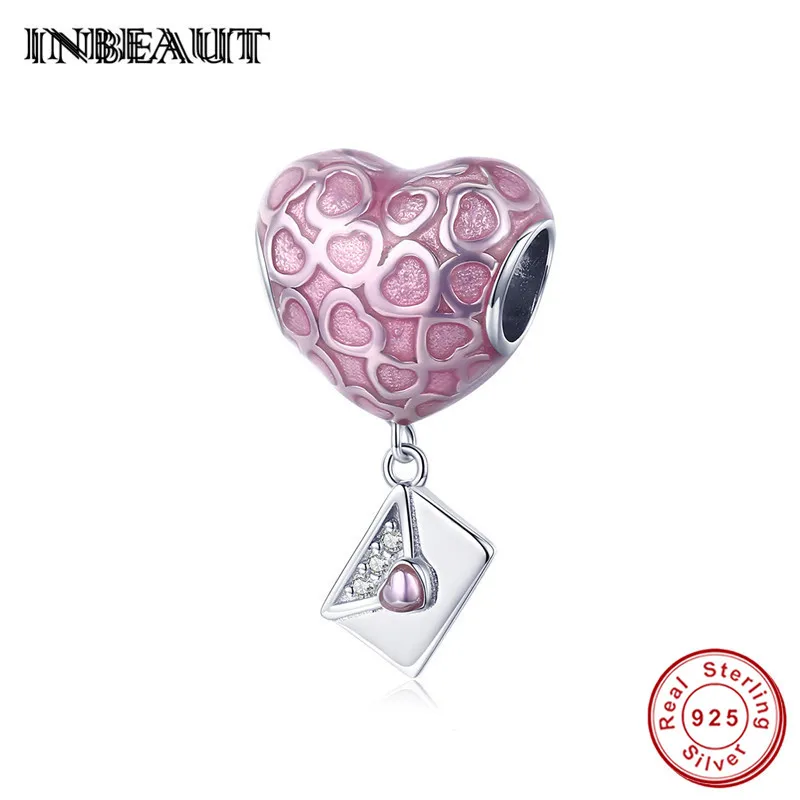 INBEAUT, Настоящее 925 пробы, серебро, любовь, мама и папа, ребенок, сердце, подвески, семейные бусины, Подходит для Пандора, браслет, подарок на день матери - Цвет: sa1080