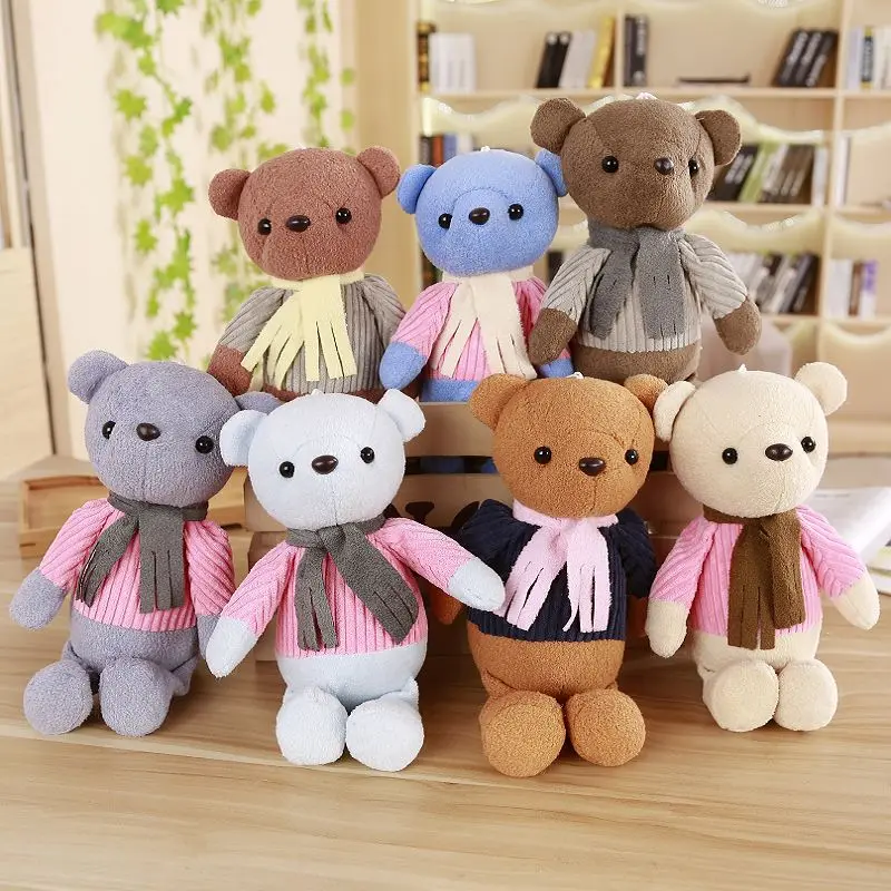 

30cm Birthday Valentines Gift Scarf Plush Baby Toy Bear High Quality Large Teddy Bear Doll 8 Colors Drop Shipping