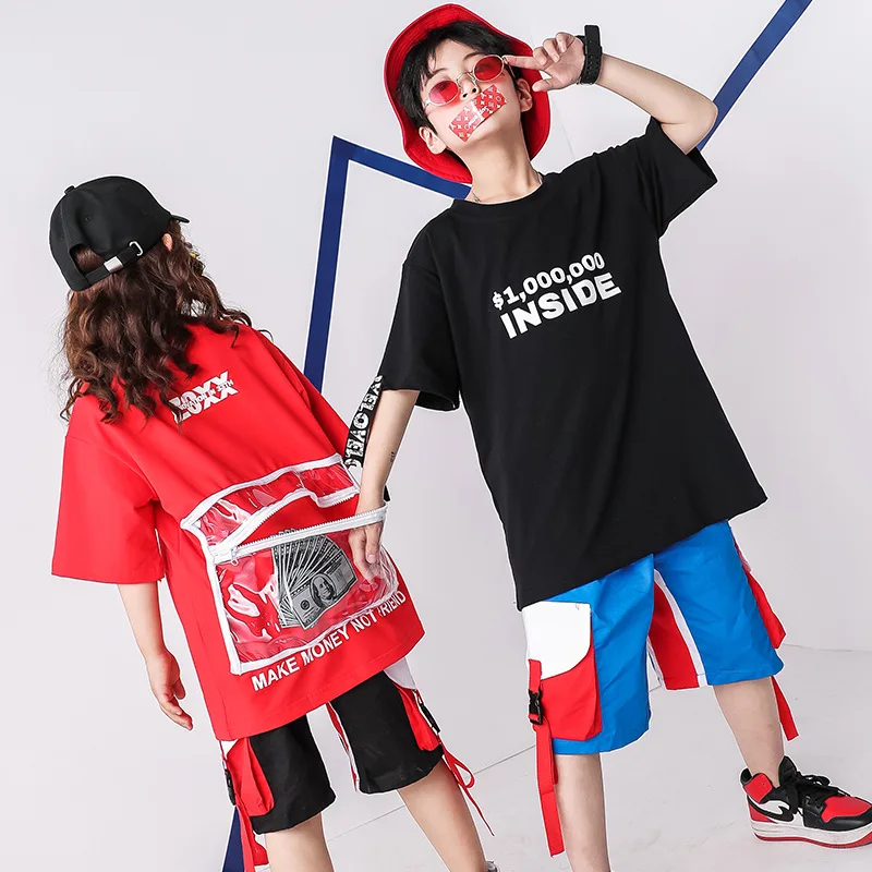 Детская одежда для выступлений на сцене летняя футболка штаны Детские Хип хоп