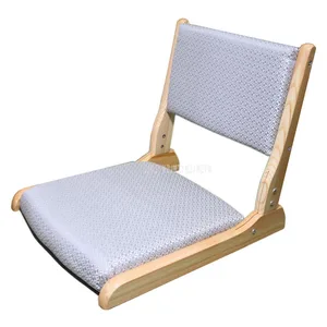 Japanese Style Simple Solid Camphor Wood Foldable Floor Seating Living Room Chair Bedroom Upholstered Folding Chair Legless