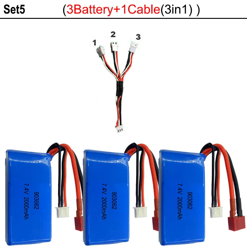 Set5 Высокое качество 7,4 в 2000 мАч 2S Lipo Батарея для WLtoys A959-B A969-B A979-B K929-B RC пустыни для грузовых автомобилей, обновление Запчасти Батарея - Цвет: Set5
