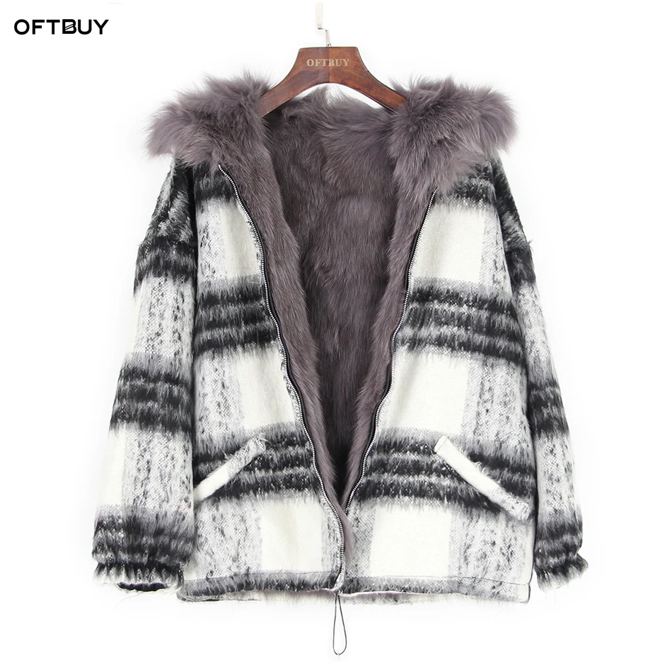 OFTBUY Мода 2017 г. зимняя куртка для женщин пальто из натурального Лисьего Мех