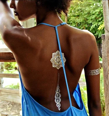 Новый Боди-арт цепи золото татуировки временные флэш металлические ювелирных