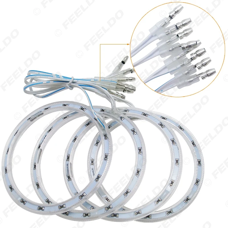 FEELDO 4x90мм Авто SMD ангельские глазки свет Halo Кольцо для Лада ВАЗ 2110/2112 фара #