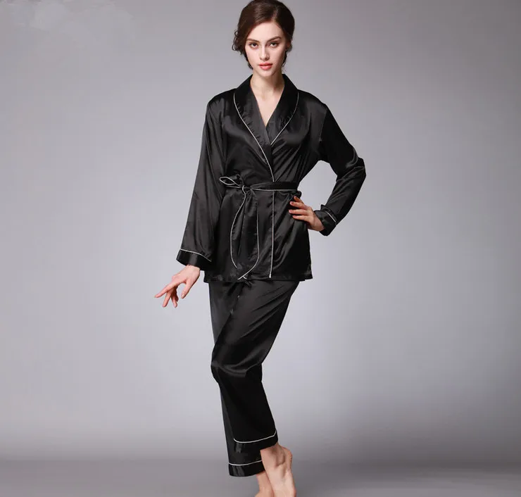 Женские шелковые атласные пижамы комплект Пижама Loungewear М L XL Плюс Размеры Ночное