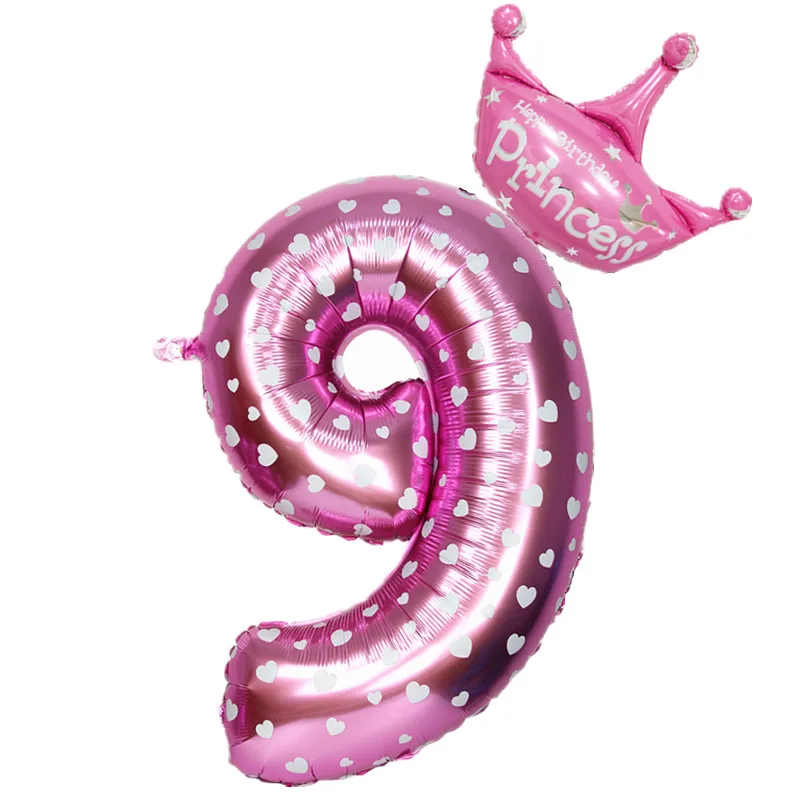 pink 9 32 дюймов розовый и голубой номер 0-9 фольгированные шары цифры баллоны с гелием день рождения свадьбы декор воздушные шары события вечерние принадлежности - Цвет: pink 9