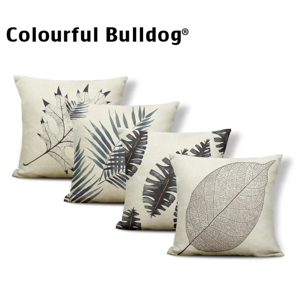 

Leaves Cushion Cover Pillow Case Black Palm Tree Pillow Case Cover Rustic Country Home Accessories Toss Pillow 17X17 Cotton Line