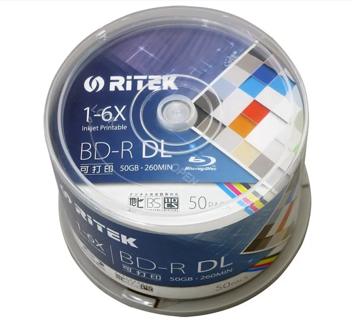 Диск BDR для печати 50 г шт./упак. RITEK 1 6x гб диск Blue ray пустой 100% подлинный Ritek