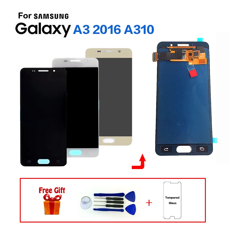 A310F ЖК дисплей для SAMSUNG Galaxy A3 2016 A310 сенсорный экран дигитайзер сменный Дисплей Samsung
