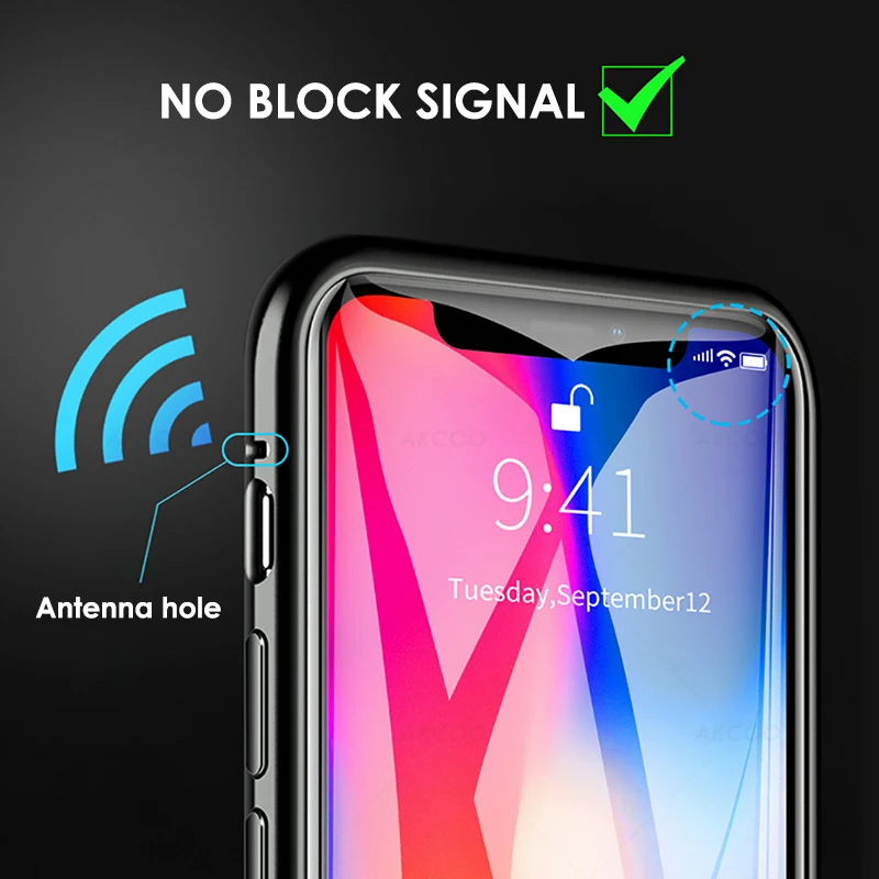 Чехол Akcoo для iPhone XS Max с магнитной адсорбцией, переднее и заднее закаленное стекло на весь экран для iPhone 6S 7 8 Plus XR, чехол s
