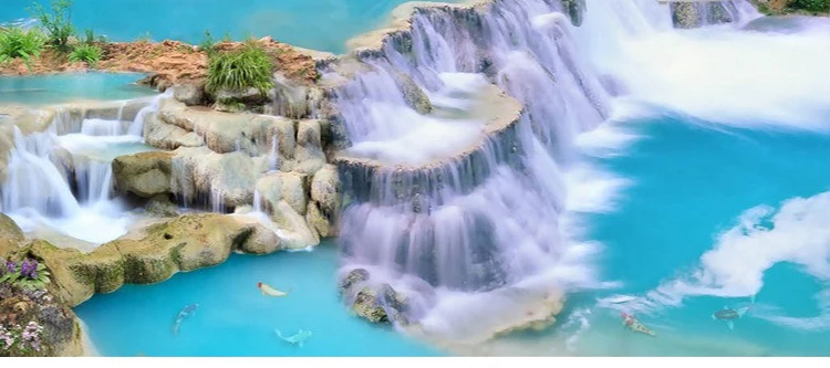Водопад проточной воды 3D Пол фрески гостиной напольный для ванной и спальни украшения живопись ПВХ самоклеющиеся Настенные обои