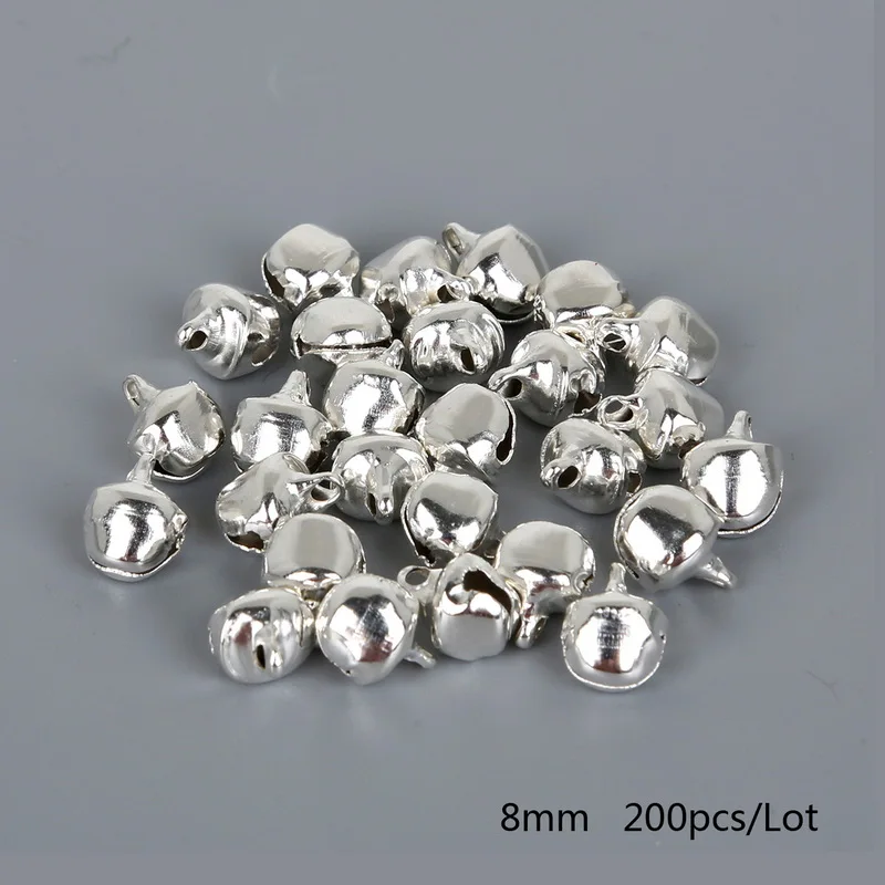 8mm 200Pcs 50-300 шт./лот, серебряные бусины, железные колокольчики для фестиваля, вечерние, рождественские украшения, подарок, аксессуары для рукоделия - Цвет: 8mm 200Pcs