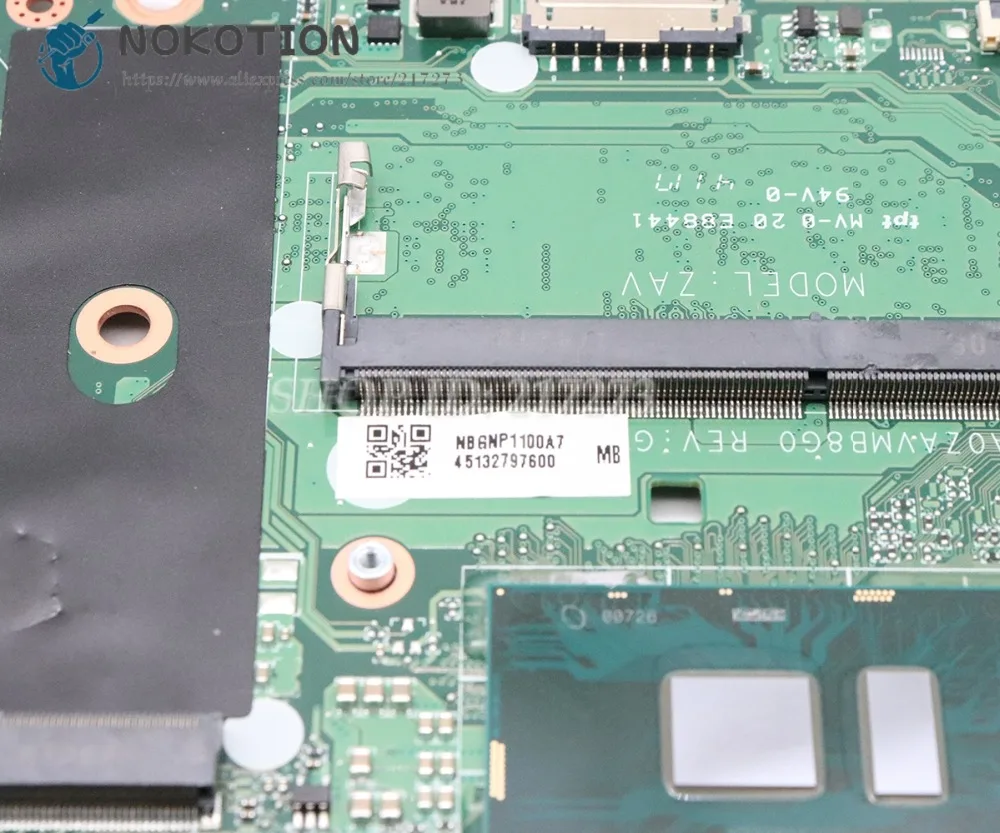 NOKOTION для acer aspire A315 A315-51 материнская плата для ноутбука SR2UW I3-6006U процессор 8 Гб памяти DA0ZAVMB8G0 NBGNP1100A