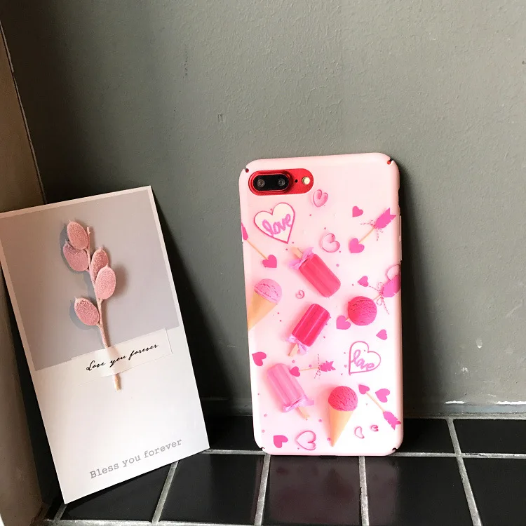 Мороженое Жесткий силиконовая Матовая Телефон чехол для iphone 6 S плюс 7 plus 8 X 10