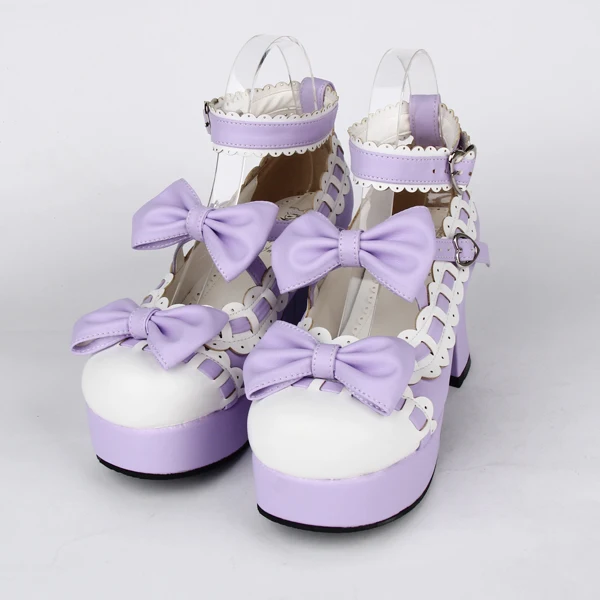 

Princess sweet lolita shose Lolilloliyoyo antaina female shoes high heel bow princess shoes 9896a black and white cosplay