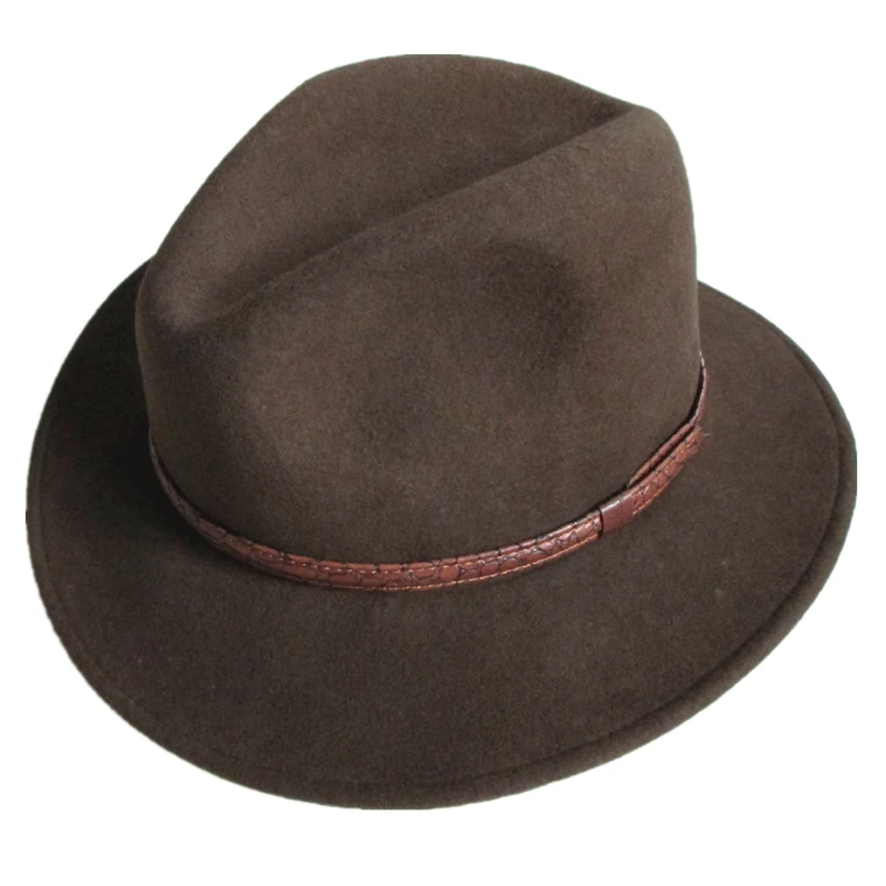 Коричневый мужской шерстяной войлок Западная Ковбой Outback авантюрист Hat |