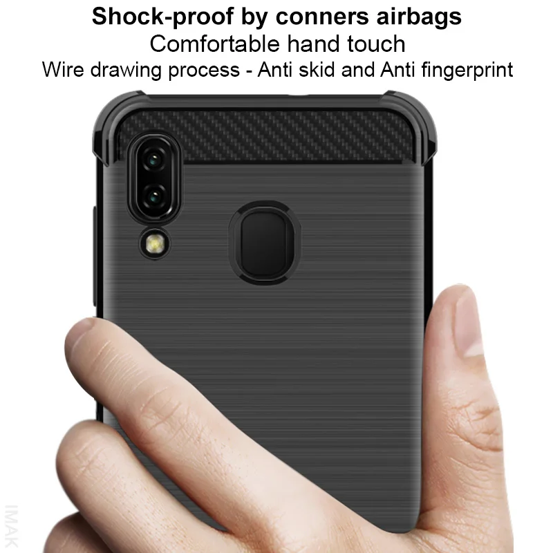 Imak углерода силиконовый чехол для samsung Galaxy A30 A50 A40 2019 воздушная подушка A70 A20 A60 A20e 50