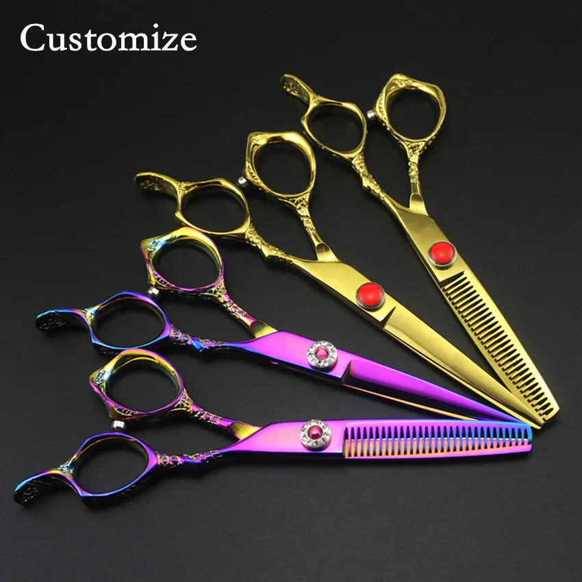 

Customize professional japan steel DRAGON 6 inch hair scissors set thinning barber cutting scissor shears hairdressing scissors