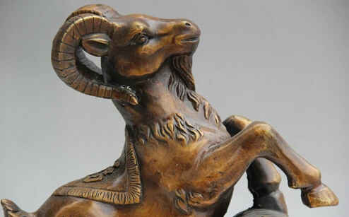 SCY S0524 13&quot Chinese Bronze Fu Wealth Money tree Zodiac Year Sheep Goat Statue sculpture | Statues &amp Sculptures