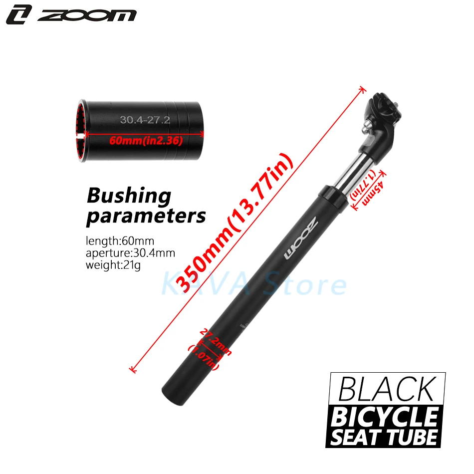 30.4mm black Зум Подседельный штырь для амортизатор демпфирования Alu MTB дорожный велосипед велосипедный Подседельный штырь 27,2/28,6/30,4/30,8-30,9/31,6 мм X 350 мм - Цвет: 30.4mm black