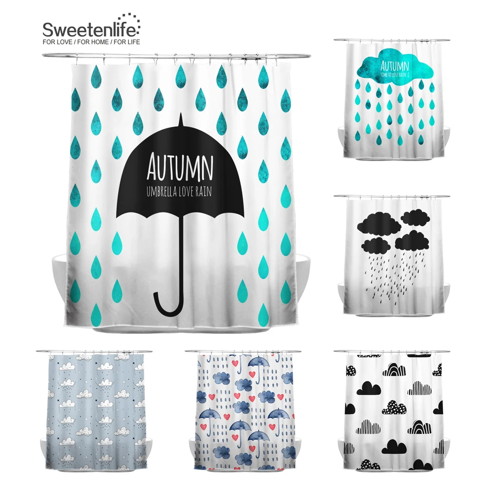 Водонепроницаемая занавеска для душа Sweetenlife 150x180 см с рисунком в виде капель