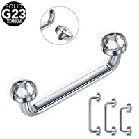 1pc g23 titanium internally thread crystal gem surface barbell piercing 14g cz micro dermal anchor piercings body jewelry