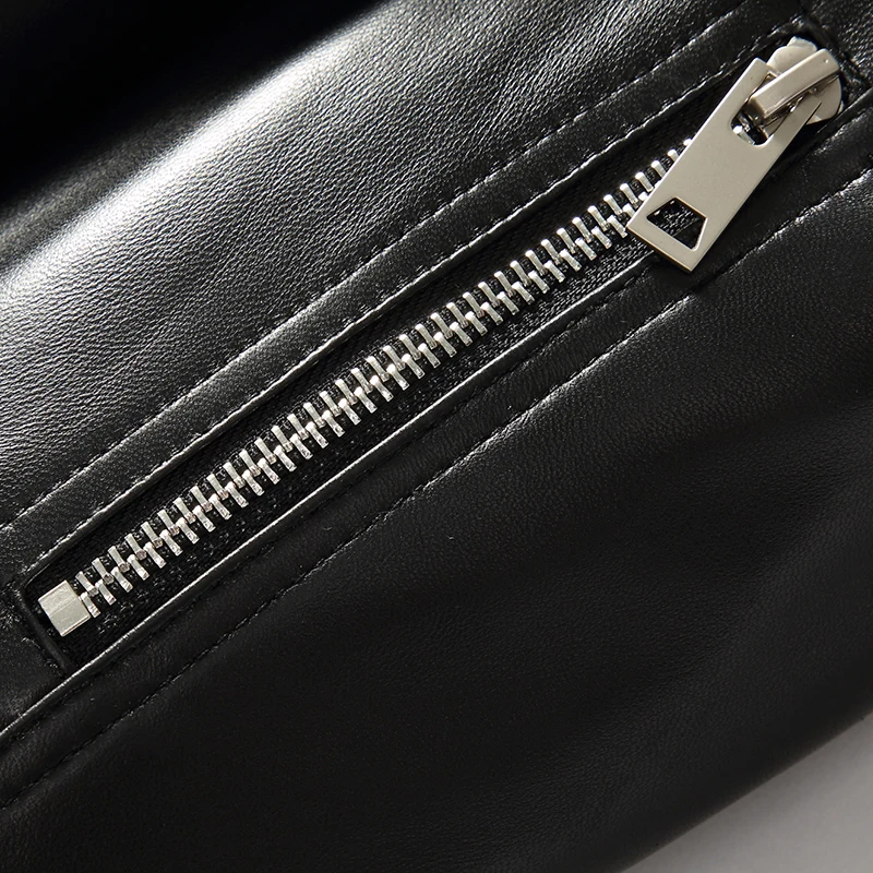 Мужская кожаная куртка Haining мотоциклетная из овчины 2018|Мужские кожаные куртки| |